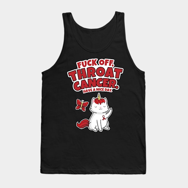 Fuck Off Throat Cancer Caticorn Butterfly Tank Top by jomadado